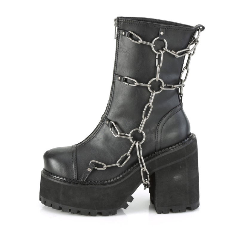 Demonia Assault 66 Heel Cleated Platform Naisten Nilkkurit Mustat Suomi | MN9-06910A2