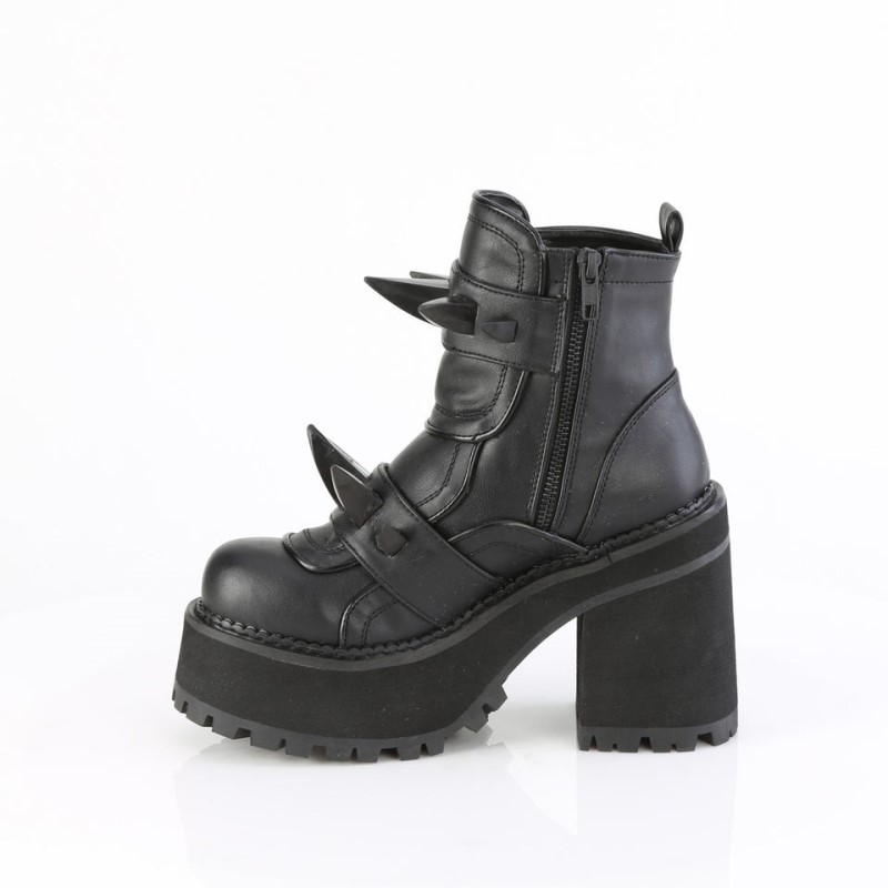 Demonia Assault 72 Heel Platform Naisten Nilkkurit Mustat Mustat Suomi | LI7-94569D6