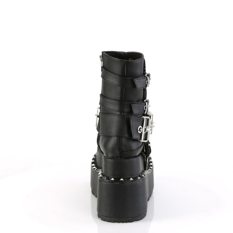 Demonia Bear 150 Tiered Pyramid Stud Trimmed Platform Lace Up Naisten Nilkkurit Mustat Suomi | IF9-03420O7