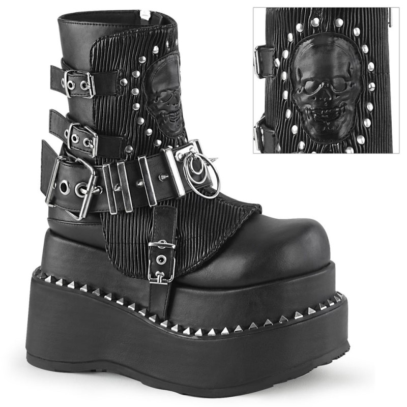 Demonia Bear 150 Tiered Pyramid Stud Trimmed Platform Lace Up Naisten Nilkkurit Mustat Suomi | IF9-03420O7