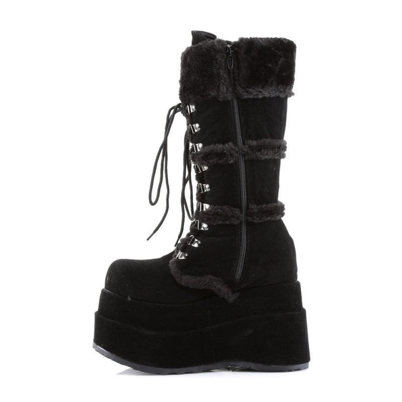 Demonia Bear 202 Stacked Platform Calf Naisten Korkeat Saappaat Mustat Suomi | HX3-14121Q8