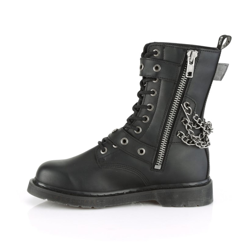 Demonia Bolt 250 Heel 10 Eyelets Combat Boot Naisten Mid Saappaat Mustat Suomi | EH9-51365Y5