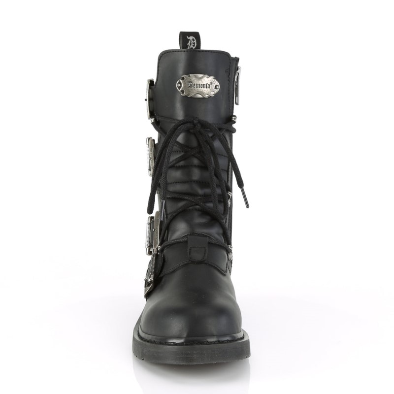 Demonia Bolt 265 Heel Lace Up Combat Boot Naisten Mid Saappaat Mustat Suomi | AK3-91679A7