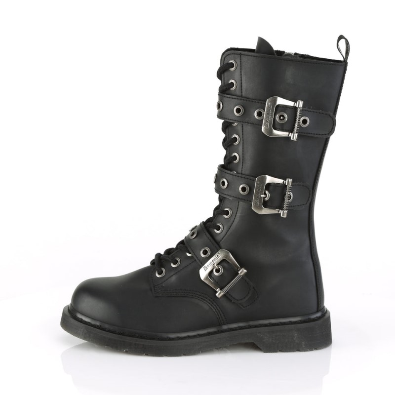 Demonia Bolt 330 Heel 14 Eyelet Combat Boot Naisten Mid Saappaat Mustat Suomi | NW5-35503Y2