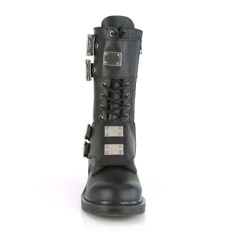 Demonia Bolt 345 Heel 14 Eyelet Combat Boot Naisten Mid Saappaat Mustat Suomi | IP0-79507B3