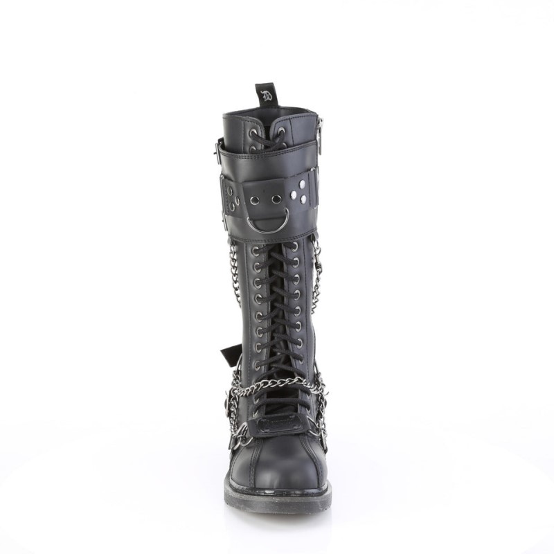 Demonia Bolt 415 Heel 18 Eyelet Combat Boot Naisten Korkeat Saappaat Mustat Suomi | CE9-76397J6