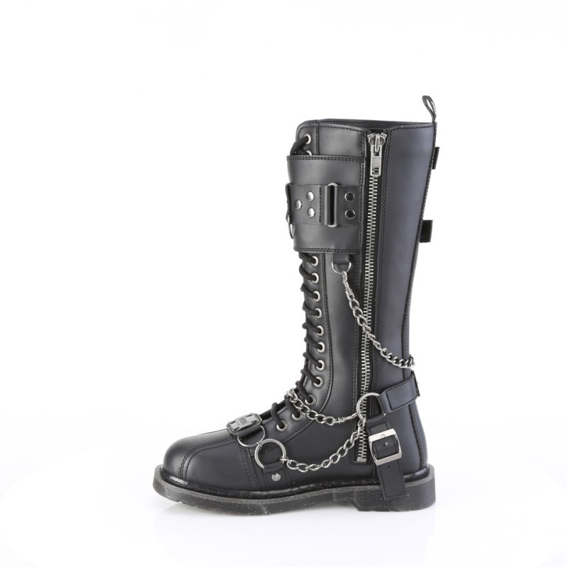 Demonia Bolt 415 Heel 18 Eyelet Combat Boot Naisten Korkeat Saappaat Mustat Suomi | CE9-76397J6