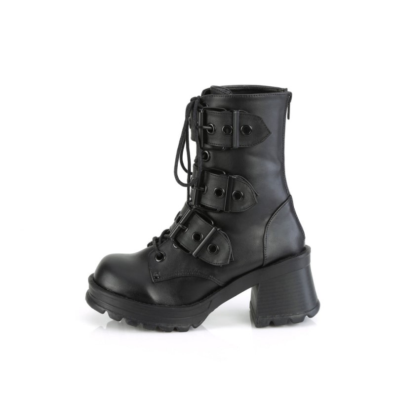 Demonia Bratty 118 Chunky Heel Platform Lace Up Naisten Nilkkurit Mustat Suomi | YU1-70857Z0