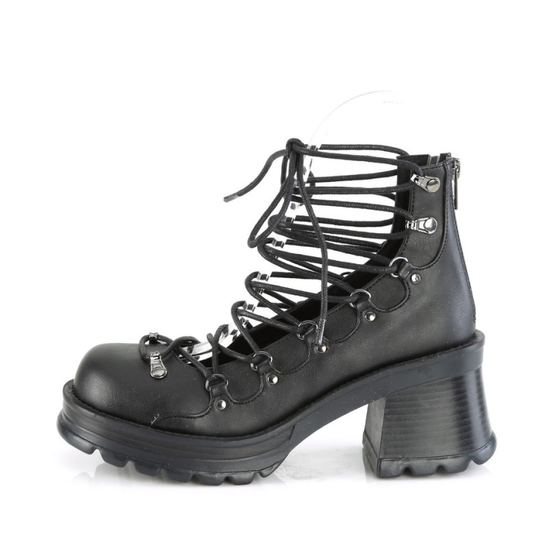 Demonia Bratty 32 Heel Platform D-Ring Lace Up Ankle High Naisten Sandaalit Mustat Suomi | BP8-62866X8