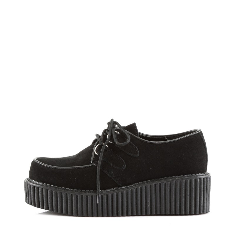 Demonia Creeper 101 Platform Goth Punk Rockabilly Suede Naisten Creepers Mustat Suomi | PQ3-88648I9