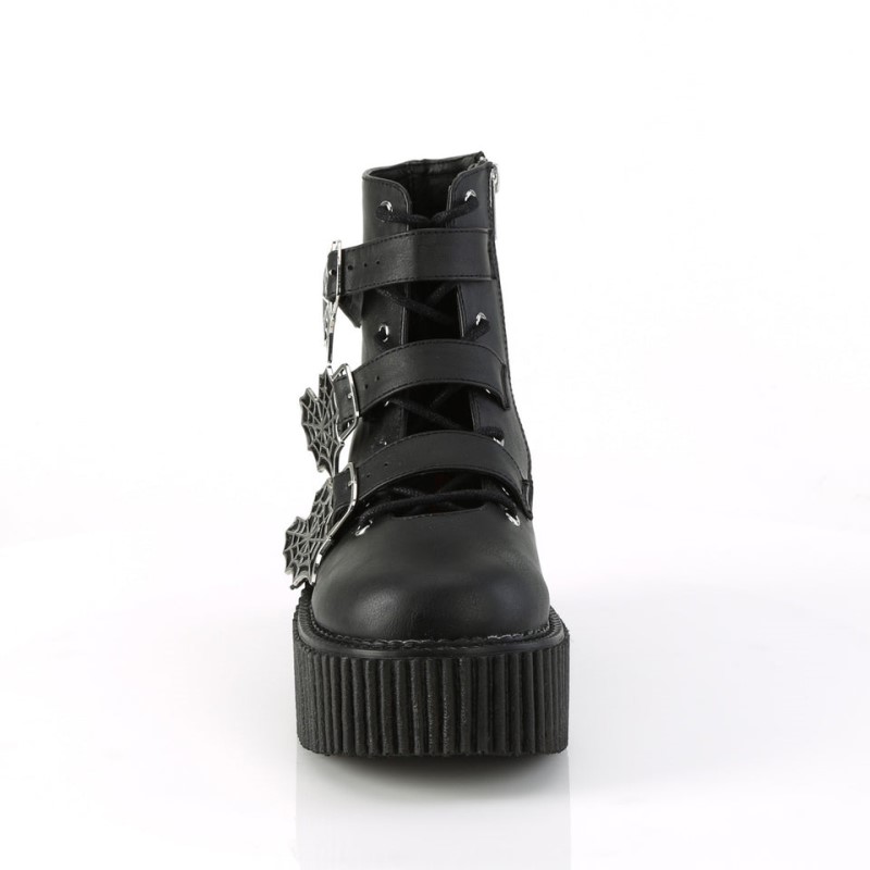 Demonia Creeper 260 Platform Open Lacing Ankle High Naisten Creepers Mustat Suomi | YE1-02460L7