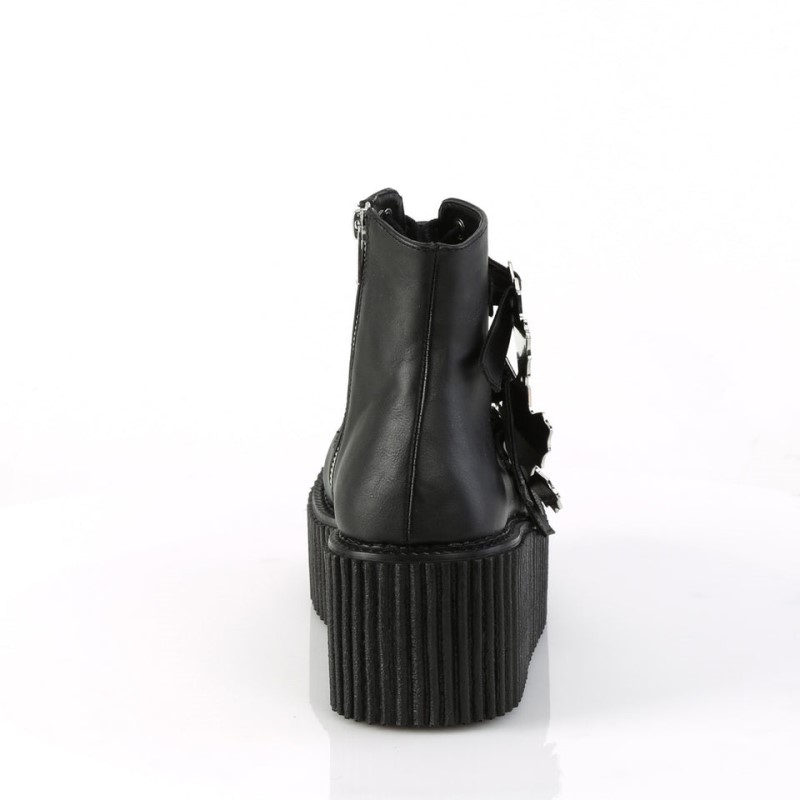 Demonia Creeper 260 Platform Open Lacing Ankle High Naisten Creepers Mustat Suomi | YE1-02460L7