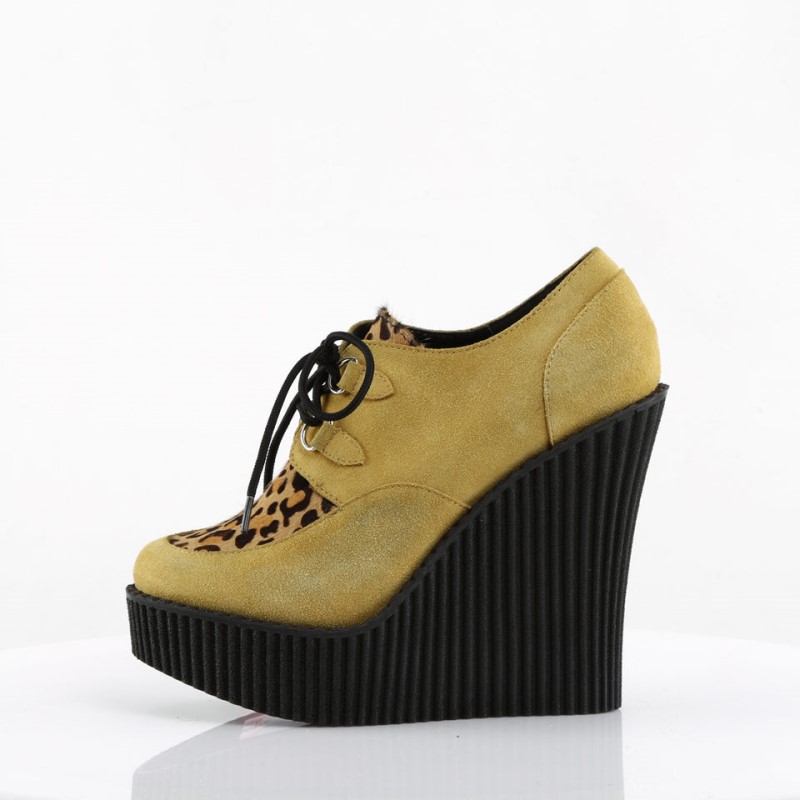 Demonia Creeper 304 Wedge Platform D-Ring Lace Up Naisten Creepers Sinapinkeltainen Ruskea Suomi | HU7-17311A6