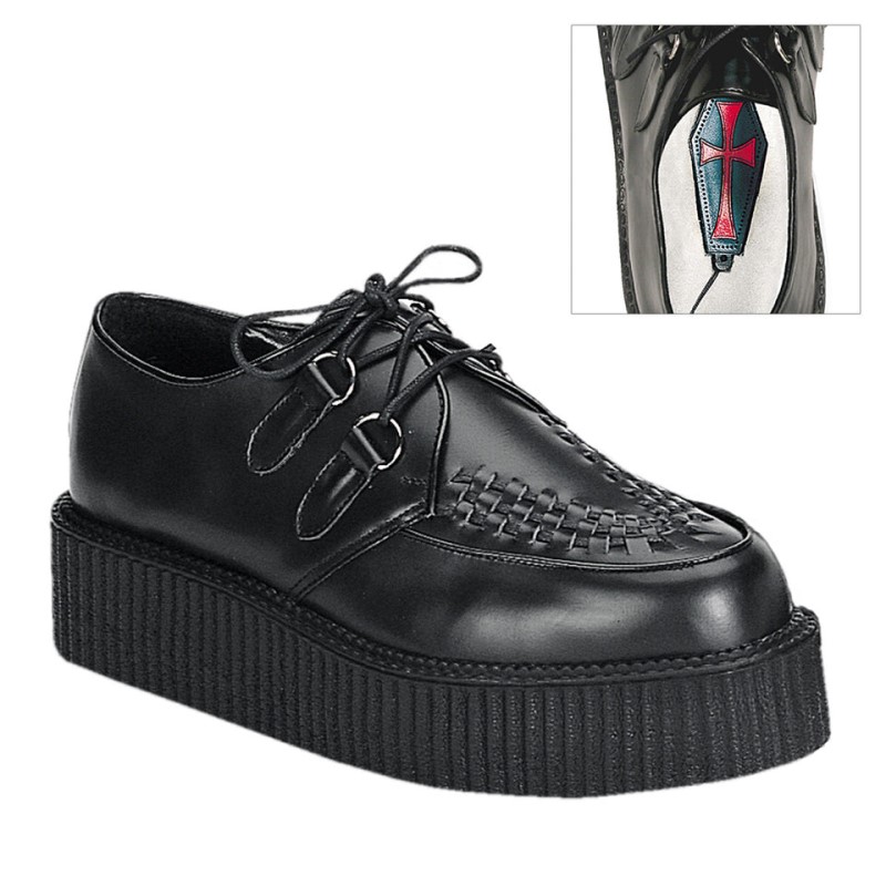 Demonia Creeper 402 Platform Rockabilly Punk Goth Naisten Creepers Mustat Mustat Suomi | XS0-50705E9