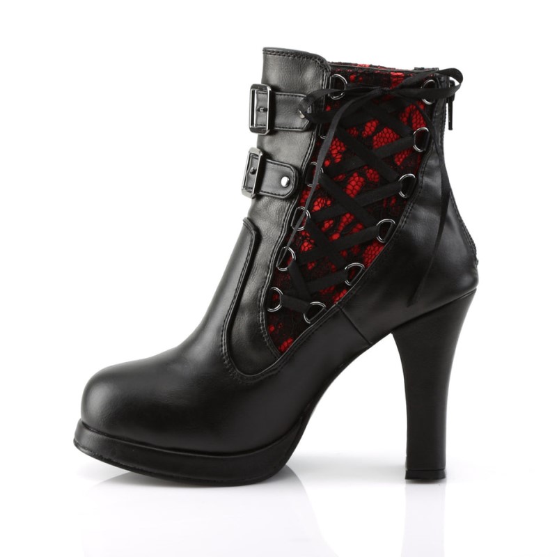 Demonia Crypto 51 Heel Platform Two Tone Corset-Style Naisten Nilkkurit Mustat Punainen Suomi | KS3-28952O7