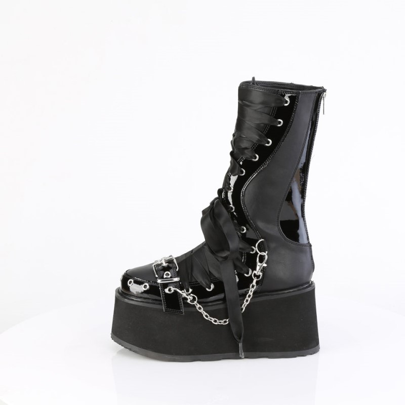 Demonia Damned 120 Platform Lace Up Naisten Mid Saappaat Mustat Suomi | ON0-19951P1