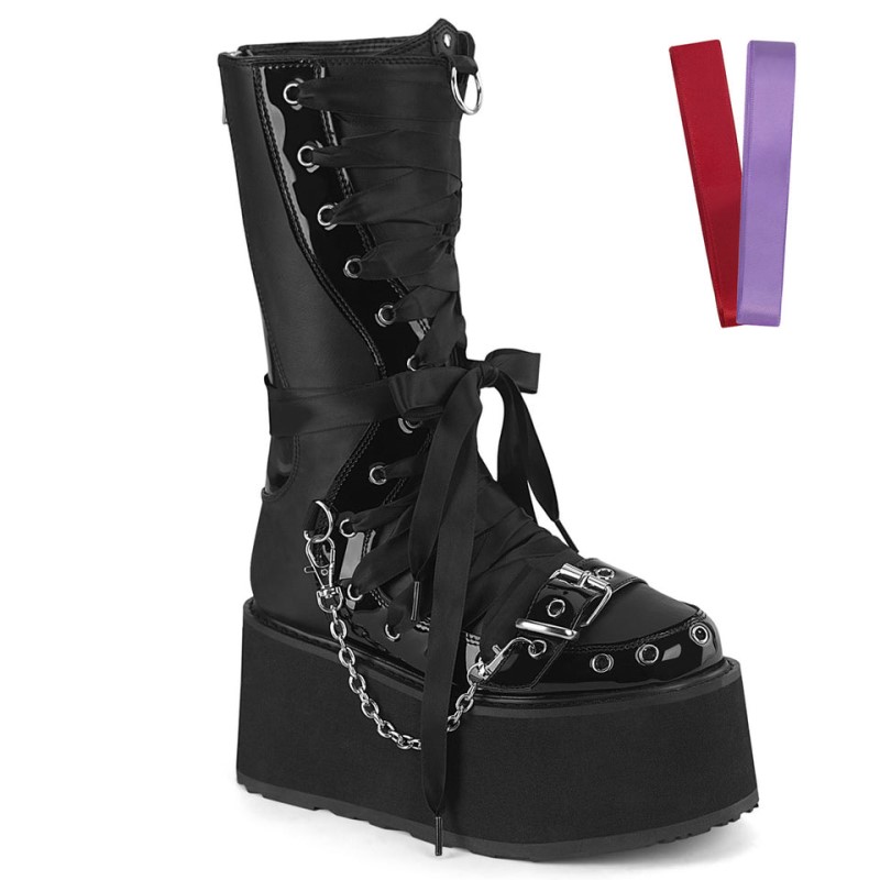 Demonia Damned 120 Platform Lace Up Naisten Mid Saappaat Mustat Suomi | ON0-19951P1