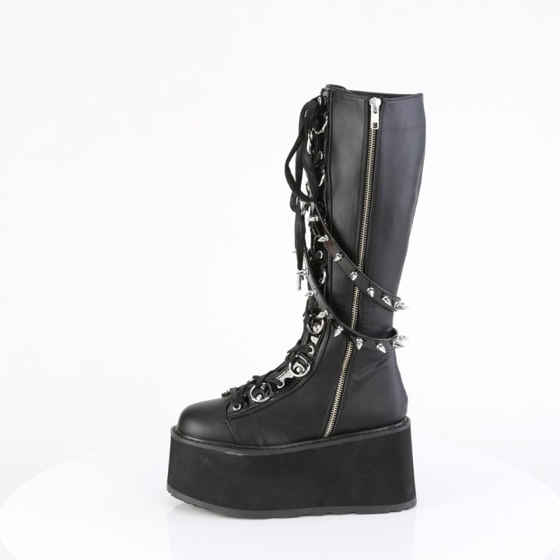 Demonia Damned 220 Platform Lace Up Naisten Korkeat Saappaat Mustat Suomi | WT5-55475Z1