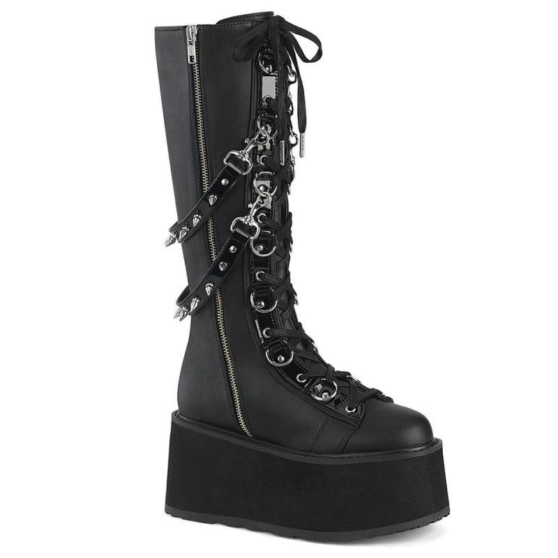 Demonia Damned 220 Platform Lace Up Naisten Korkeat Saappaat Mustat Suomi | WT5-55475Z1