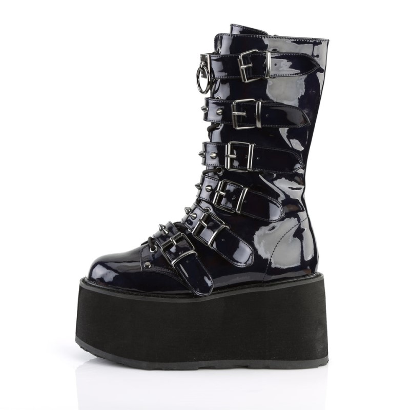 Demonia Damned 225 Platform Lace Up Naisten Mid Saappaat Mustat Mustat Suomi | OA8-28532M2