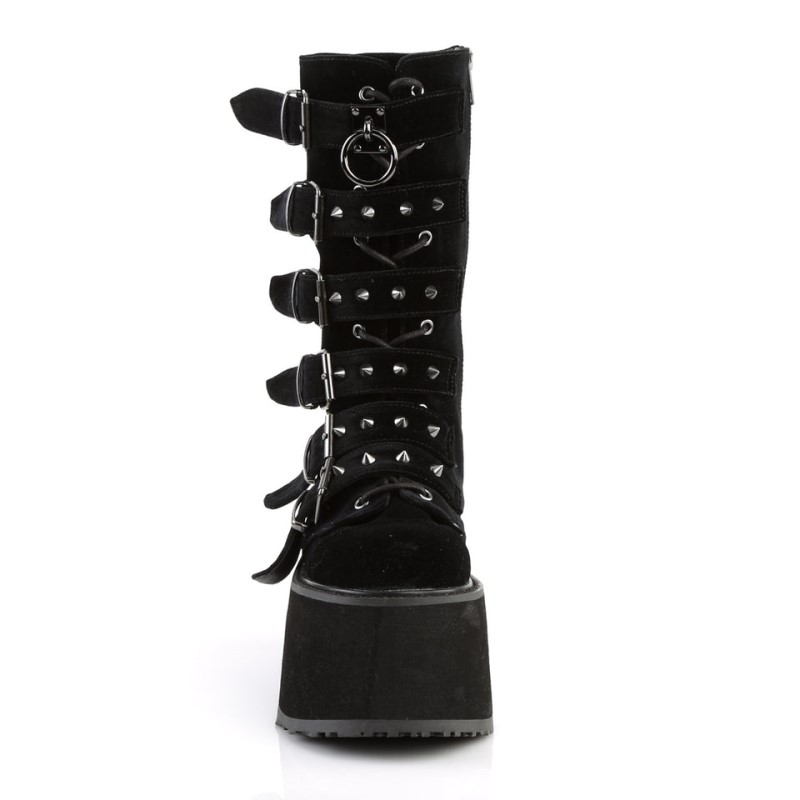 Demonia Damned 225 Platform Lace Up Naisten Mid Saappaat Mustat Suomi | LP9-25612Y2