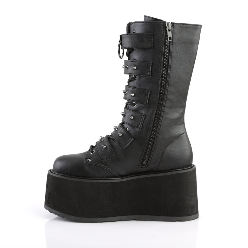 Demonia Damned 225 Platform Lace Up Naisten Mid Saappaat Mustat Suomi | IO6-75967W6