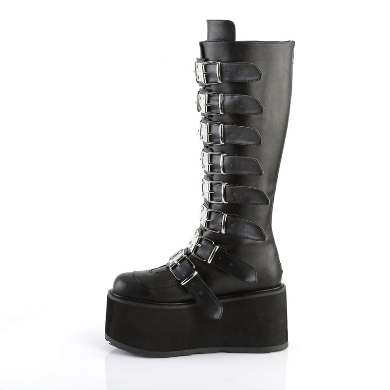 Demonia Damned 318 Platform Buckle Strap Naisten Korkeat Saappaat Mustat Suomi | PP1-25872R6