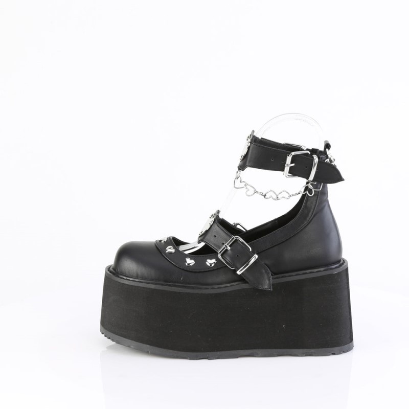 Demonia Damned 56 Platform Dual Strap Naisten Mary Janes Mustat Suomi | PY6-37973S1