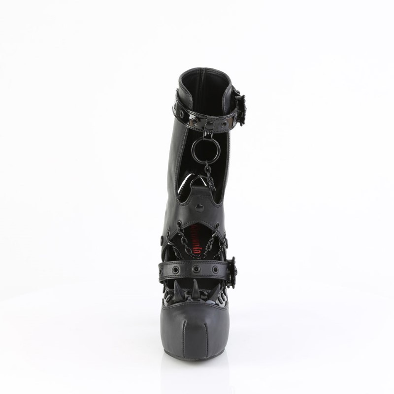 Demonia Demon 13 Heel Concealed Platform Rubber Spiked Skull Buckled Mary Jane Naisten Korkokengät Mustat Suomi | IQ1-74097H9