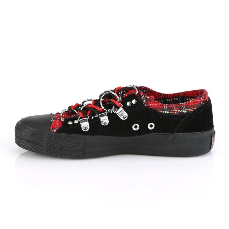 Demonia Deviant 05 Canvas D-Ring Low Top Naisten Tennarit Mustat Punainen Suomi | IA0-76547L4