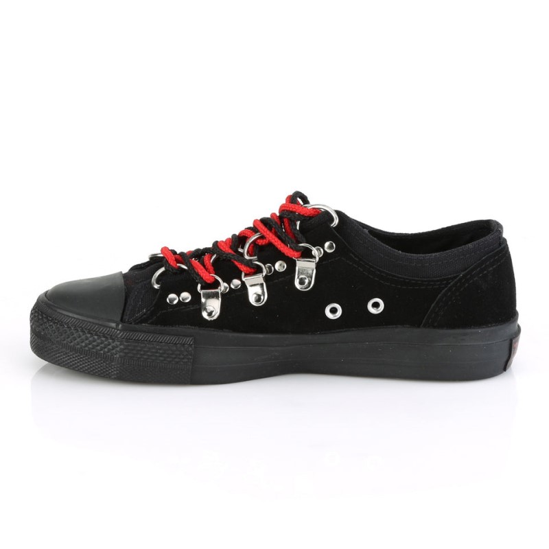 Demonia Deviant 05 Canvas D-Ring Low Top Miesten Tennarit Mustat Suomi | BE7-26592G9