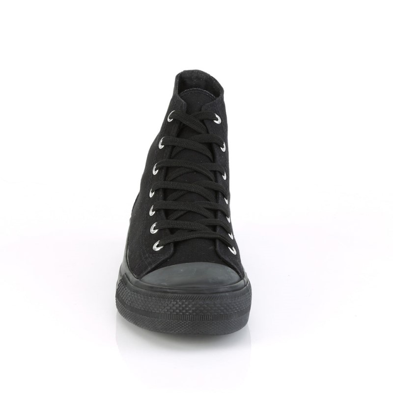 Demonia Deviant 101 Punk Goth Skater Canvas High Top Naisten Tennarit Mustat Suomi | AE2-26572N6