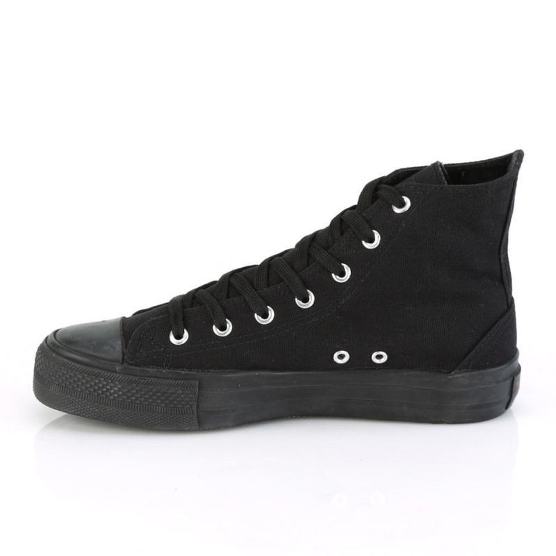 Demonia Deviant 101 Punk Goth Skater Canvas High Top Naisten Tennarit Mustat Suomi | AE2-26572N6