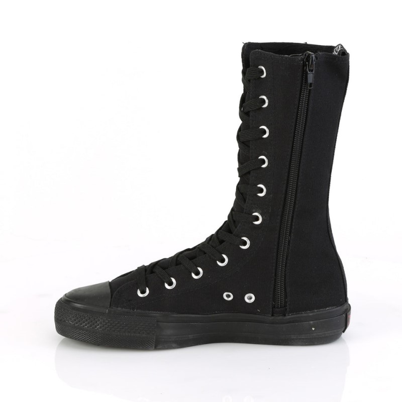 Demonia Deviant 201 Punk Goth Skater Canvas Calf Naisten Tennarit Mustat Suomi | WE2-79457T7