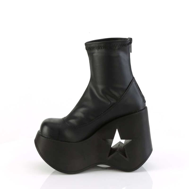 Demonia Dynamite 100 Star Cutout Platform Wedge Stretch Naisten Nilkkurit Mustat Suomi | JH8-17661D7