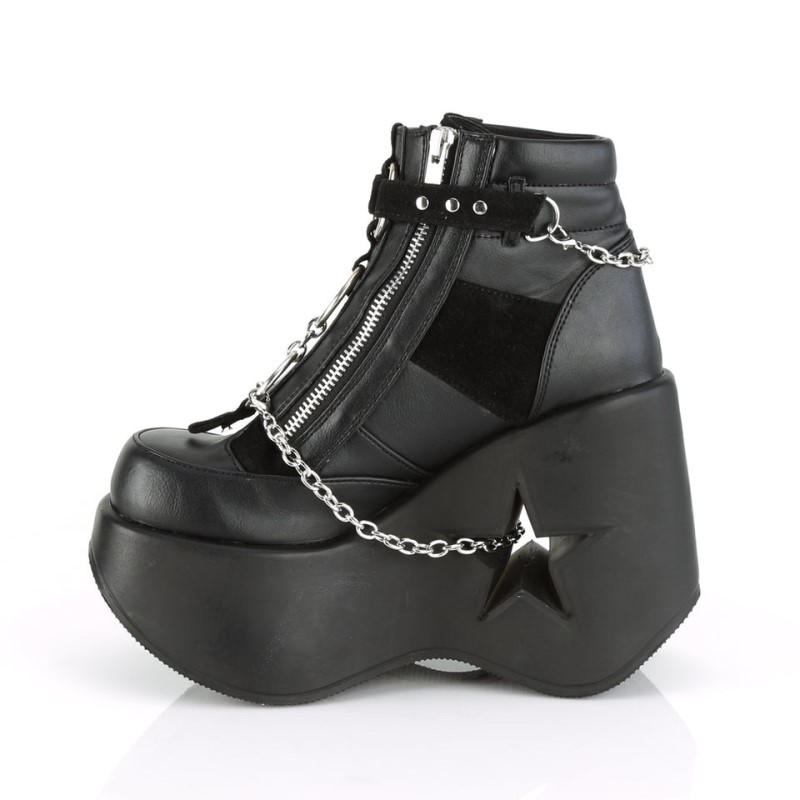 Demonia Dynamite 101 Star Cutout Platform Wedge Lace Up Naisten Nilkkurit Mustat Suomi | FE0-24112I9