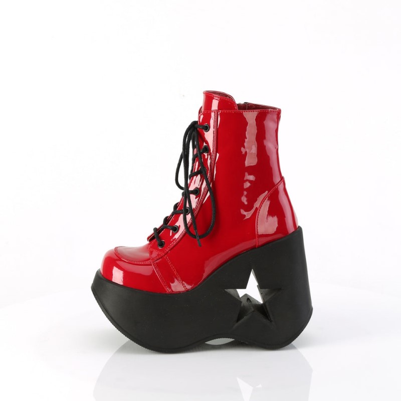 Demonia Dynamite 106 Star Cutout Platform Wedge Lace Up Naisten Nilkkurit Punainen Suomi | FI1-39903K6