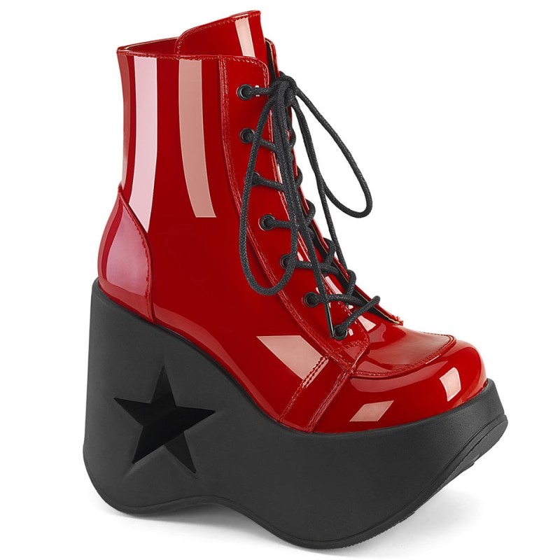 Demonia Dynamite 106 Star Cutout Platform Wedge Lace Up Naisten Nilkkurit Punainen Suomi | FI1-39903K6