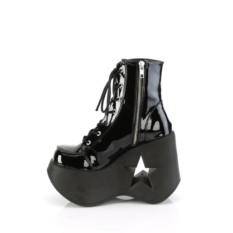 Demonia Dynamite 106 Star Cutout Platform Wedge Lace Up Naisten Nilkkurit Mustat Suomi | DJ6-64446M4