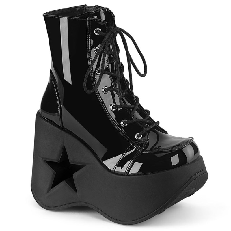 Demonia Dynamite 106 Star Cutout Platform Wedge Lace Up Naisten Nilkkurit Mustat Suomi | DJ6-64446M4