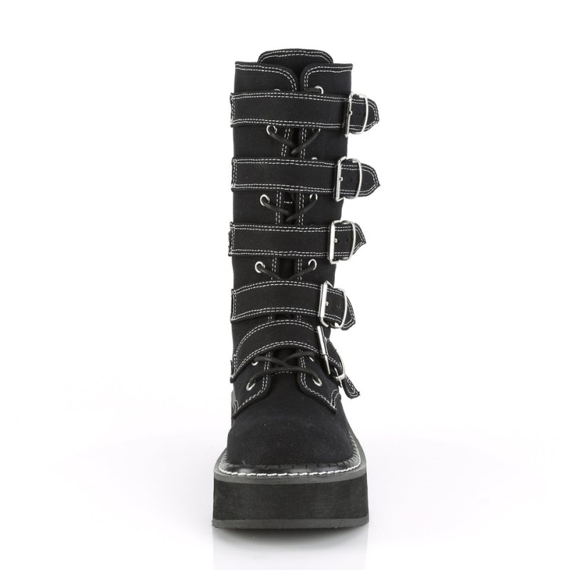 Demonia Emily 341 Platform Lace Up Naisten Mid Saappaat Mustat Suomi | IK0-77047L7