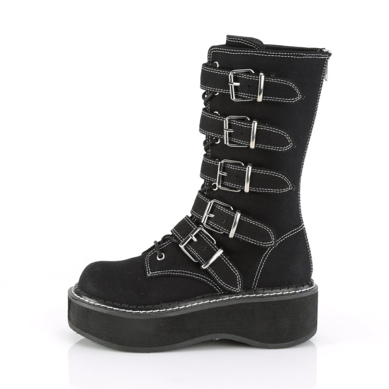 Demonia Emily 341 Platform Lace Up Naisten Mid Saappaat Mustat Suomi | IK0-77047L7