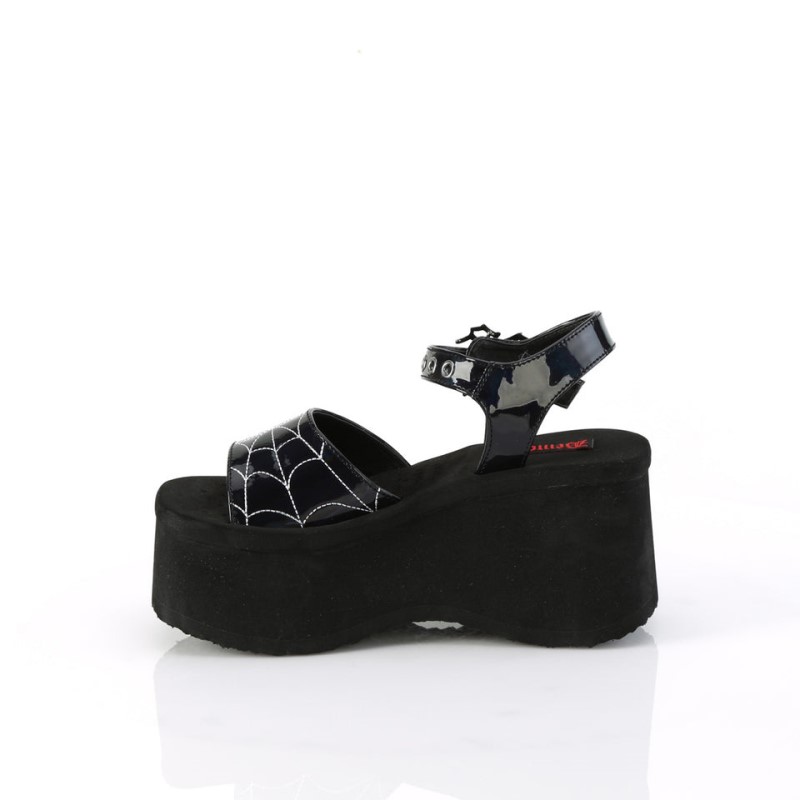 Demonia Funn 10 Platform Ankle Strap Naisten Sandaalit Mustat Suomi | BT3-73697Z6