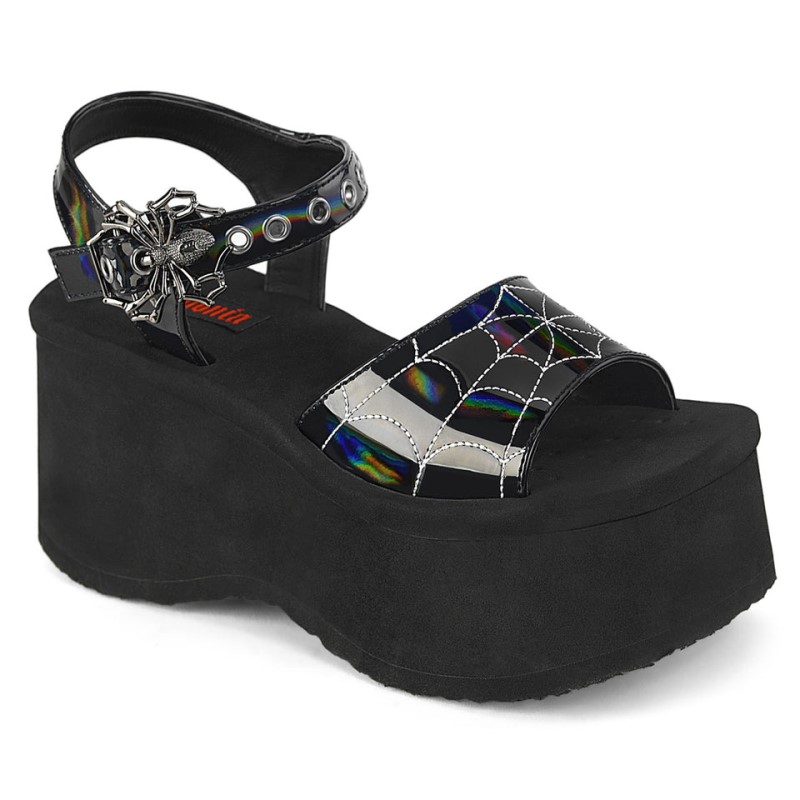 Demonia Funn 10 Platform Ankle Strap Naisten Sandaalit Mustat Suomi | BT3-73697Z6