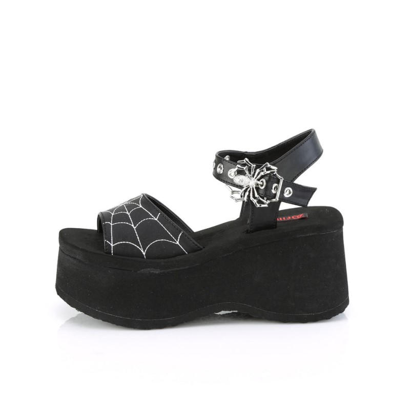 Demonia Funn 10 Platform Ankle Strap Naisten Sandaalit Mustat Mustat Suomi | CK1-64486F5