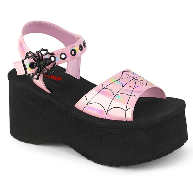 Demonia Funn 10 Platform Ankle Strap Naisten Sandaalit Pinkki Suomi | BN2-95969R2