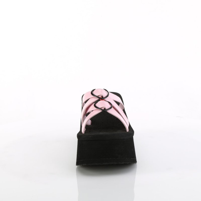 Demonia Funn 15 Platform Criss Cross Slide Naisten Sandaalit Pinkki Suomi | BW2-35403K8