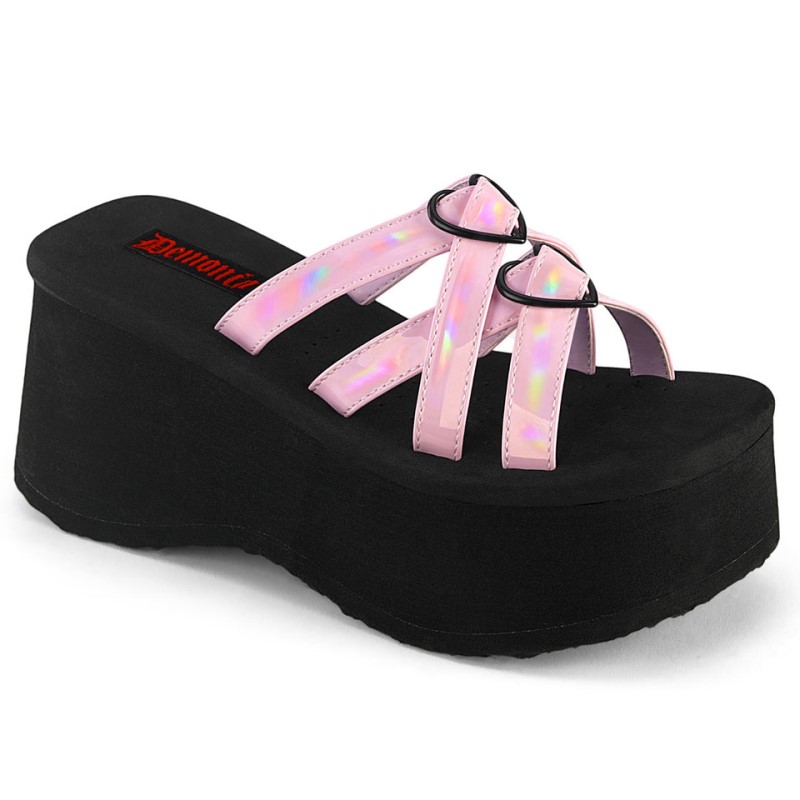 Demonia Funn 15 Platform Criss Cross Slide Naisten Sandaalit Pinkki Suomi | BW2-35403K8