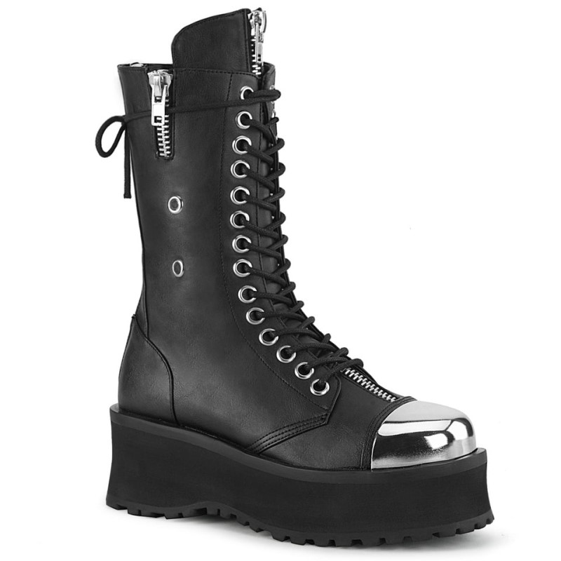 Demonia Gravedigger 14 Platform Lace Up Naisten Mid Saappaat Mustat Suomi | SH5-56155K6