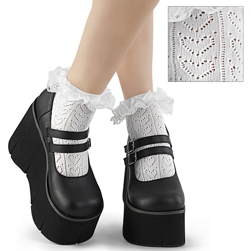 Demonia Heart Net Ruffle Sock Asusteet Valkoinen Suomi | TU3-13471L2